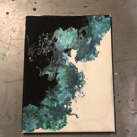 Malicifient Black + Green Acrylic Pour Canvas - Picture 4 of 4